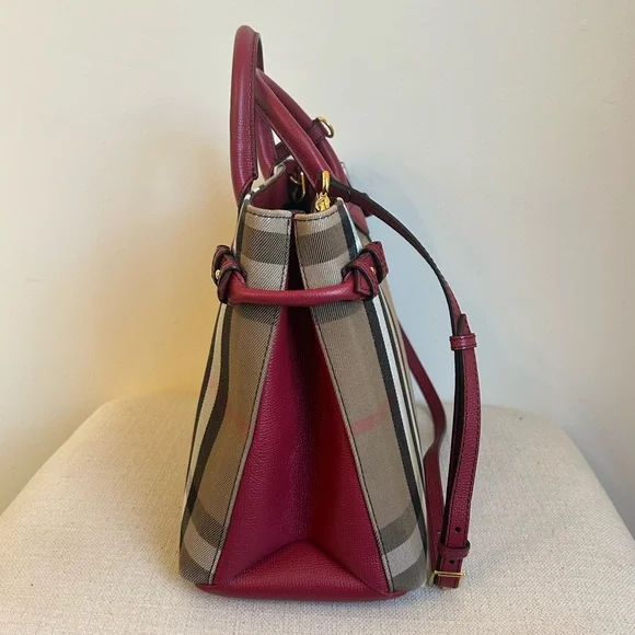 Burberry Medium Red/Beige House Check Banner Bag - Picture 2 of 15